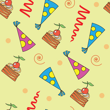 Seamless pattern for birthday, celebrations. Vector image.