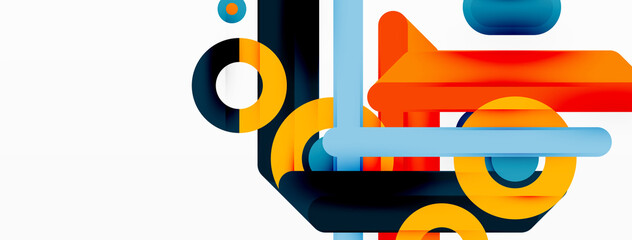 Creative geometric wallpaper. Minimal lines and circles background