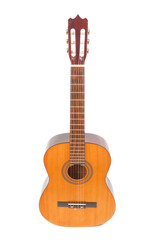 Fototapeta na wymiar Acoustic guitar close up isolated on white background