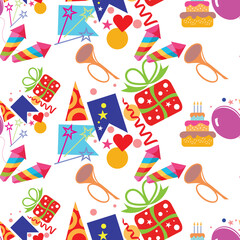 Festive seamless pattern for celebrations, birthdays. Vector image