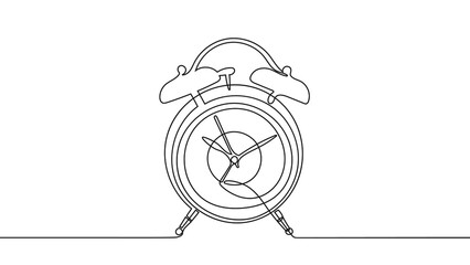 Continue with the line art illustration of the alarm clock time, wake up,  start, urgency, and deadline concepts.
