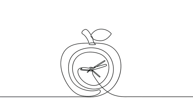 Apple Watch with Clock Minimalist Illustration in continuous line drawing