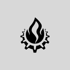 flame and gear icon combination design illustration
