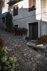 Narrow street, European old town, medieval