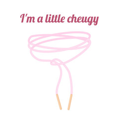 Cheugy quote with rope necklace I m a little cheugy Gen Z trends. Text isolated on wthite background