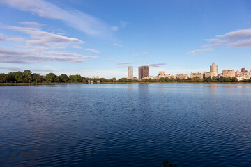 Central Park Reservoir and the Upper East Side Skyline in New York City