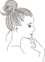 女性の横顔(困った顔)