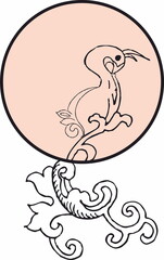 Silhouette of decorative fairy  bird