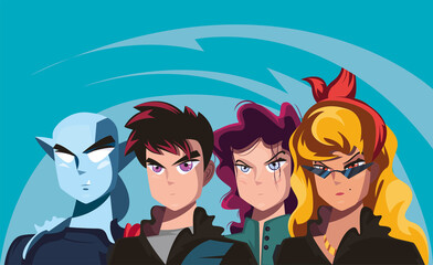 manga characters poster