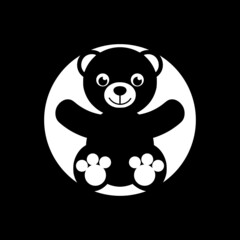 Teddy bear plush toy icon isolated on dark background