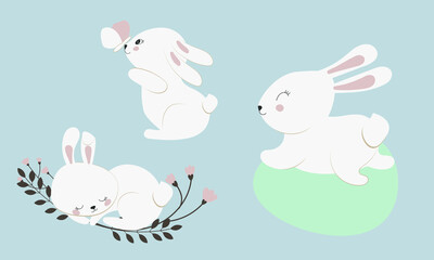 Cute easter bunny illustration flat style