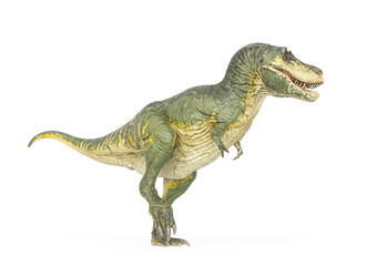 tyrannosaurus rex is walking like a king in white background