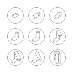 Set of icons with different types of socks, stockings and tights. Can be used in web, typographic and package design. Underwear and clothes concept. Vector illustration.