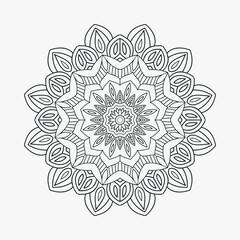 Decorative floral mandala pattern for coloring pages. Traditional Indian style mandala ornament vector. Coloring page for kids. Mandala decoration ornament line art vector. Indian mandala.