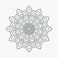 Mandala decoration element line art vector. Kids coloring page design. Indian style mandala ornament vector. Doodle mandala line art design for kids coloring pages. Circular mandala pattern vector.