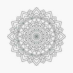 Floral mandala decoration element line art. Flower mandala in Arabian style for coloring page vector. Kids coloring page. Traditional Arabic decoration mandala line art. Circular mandala pattern.