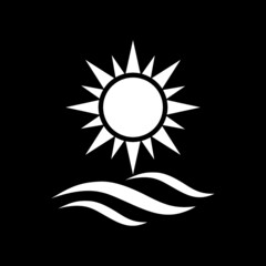 Sun and waves icon isolated on dark background