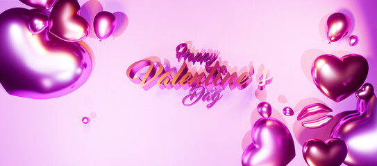 Happy Valentine day banner | pink , Romantic template for advertising, display, presentation, card,Backgorund,Metallic.