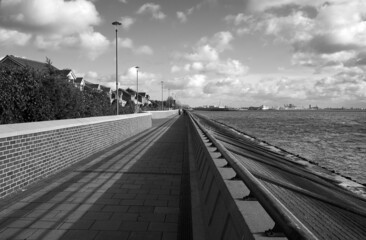 Long narrow coastal path scene
