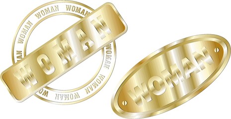 golden seal sticker collection with woman text illustration