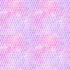 Fantasy seamless pattern with fish scales ornament on violet gradient background. Watercolour illustration with white line elements. Decorative magic backdrop for your design. © Oksana Lysenko