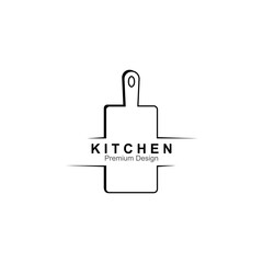 cutting board and knife icon, kitchenware vector