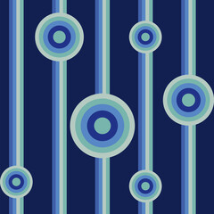 geometric pattern circles and stripes blue light blue, gray. Dots stripes different textures