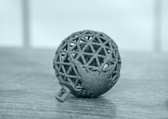 Gray object printed on powder 3D printer. Multi Jet Fusion MJF. Powder 3D printer printed...