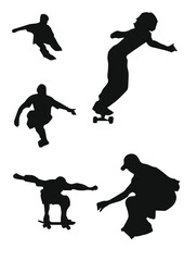 set sagome persone sport estremi snowboard skateboard trick ollie friesbie scrobatico salto cool