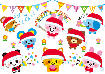 クリスマス,サンタ,イラスト,フレーム,誕生日,動物,幼稚園,12月,サンタクロース,冬,１２月,メリークリスマス,ジングルベル,パーティー,子供,クラッカー,クリスマスイブ,サンタさん,クリスマスプレゼント,プレゼント,保育園,保育,どうぶつ,かわいい,小学校,小学生,保育所,ねこ,ウサギ,ネコ,虹,ハート,ねずみ,音楽,ぞう,音符,壁面飾り,壁面イラスト,キャラクター,りす,パンダ,ぱんだ,う