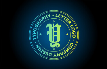 Y vintage alphabet letter logo icon design in green color. Creative template for label and badge