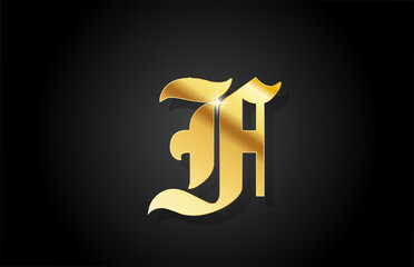 F vintage gold alphabet letter icon logo design. Creative golden template for business