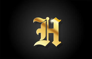 H vintage gold alphabet letter icon logo design. Creative golden template for business