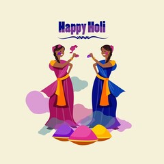 Happy Holi Greeting Card Design 