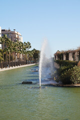 Fototapeta premium A fountain in park Del Oeste, Malaga, Spain 