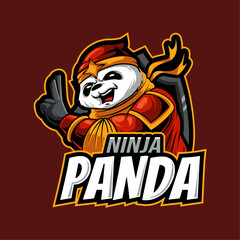 ninja panda mascot logo vector illustration template isolated © Ilhustrator