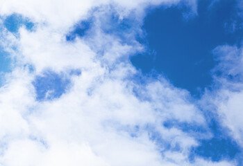 Beautiful blue sky with white clouds on a sunny day.