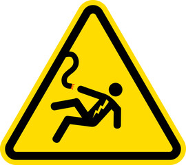 Voltage body shock warning Sign. Triangle Yellow Background. Electrical Safety Signs and Symbols.