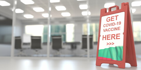 Flag of Bulgaria on a COVID-19 vaccination centre signboard, 3D rendering
