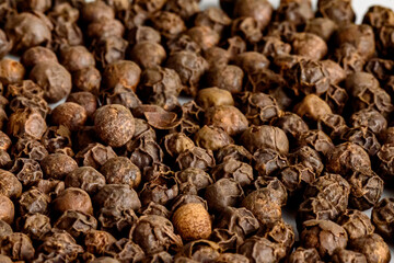 pimenta, negro, condimento, alimento, isolado, grão de pimenta, branco, ingrediente, grão de pimenta, tempero, macro, porca, apimentado, seco, insaturado, condimento, culinária, close up, seed, aromát
