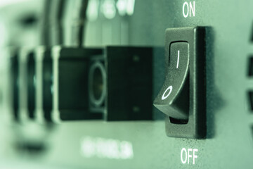 Switch on off electrical devices close-up