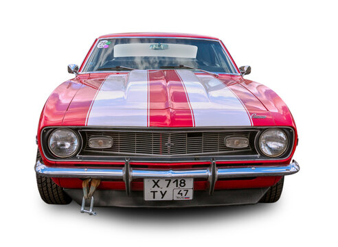 The American muscle car Chevrolet Camaro Z28 1968. White background. Photos  | Adobe Stock