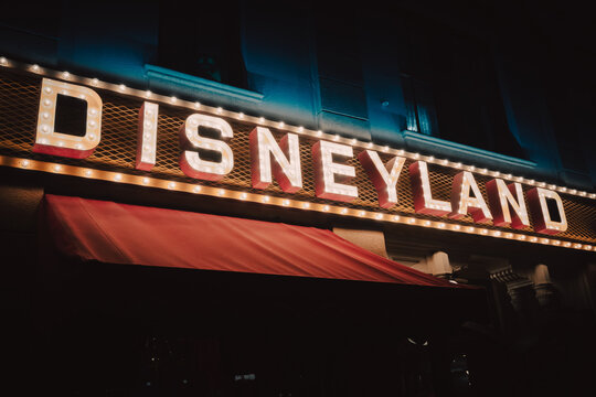 Disneyland lighted logo sign in Anaheim