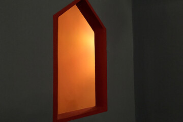 Interior Design. Red Window and Orange Light