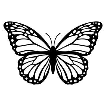 Monarch butterfly silhouette. Vector illustration isolated on white background