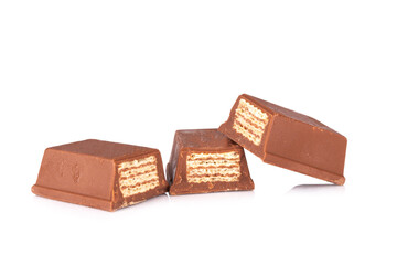 milk chocolate wafer isolated on white background
