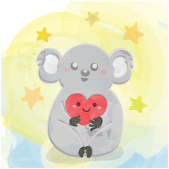 Cute watercolor koala vector