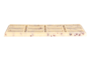 white chocolate cookie bits isolated on white background