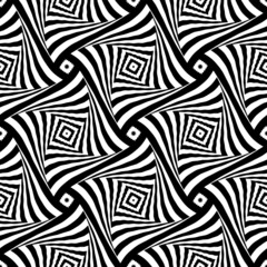 Abstract seamless op art pattern. Twisting lines texture.