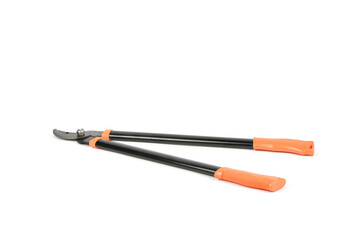 Pruner for pruning large branches, twigs and knots. Garden Tools. Isolated on white background.
